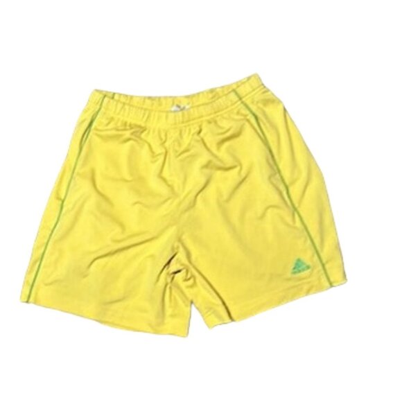 Adidas yellow running shorts green stripe - Picture 1 of 4